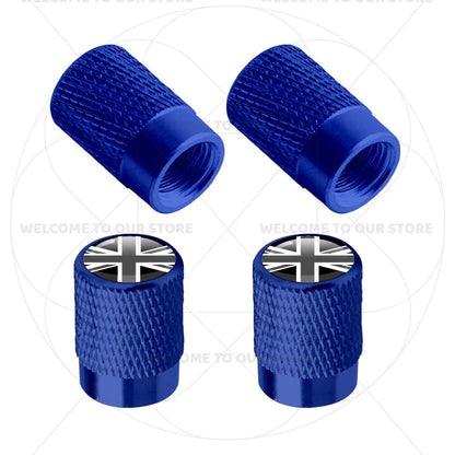 Aluminum Tire Valve Caps Sweden Union Jack Flag 4 Pcs
