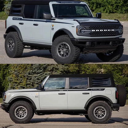 Matte Black Roush-Style Hood & Waistline Stripe Decal for Ford Bronco 4-Door | Precut Vinyl Overlay