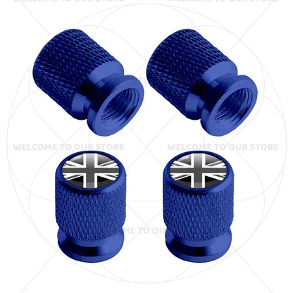 Aluminum Tire Valve Caps Sweden Union Jack Flag 4 Pcs