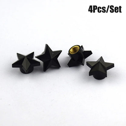 Pentagram Tire Valve Stem Caps 4-Pack | Universal Dust Covers for Schrader Valves