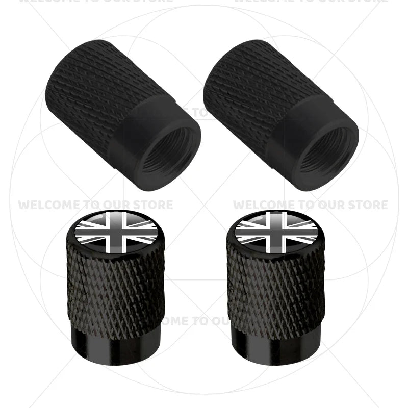 Aluminum Tire Valve Caps Sweden Union Jack Flag 4 Pcs