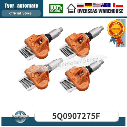 4PCS 5Q0907275F Tire Pressure Monitoring System Sensor | For Audi, Skoda, Porsche, VW