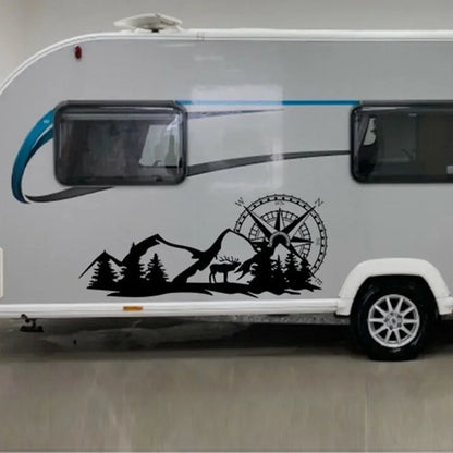 Forest Mountain Scenic Vinyl Decal – Motorhome, RV, Caravan & Camper Van Body Graphic | 3 Sizes, 12 Finishes