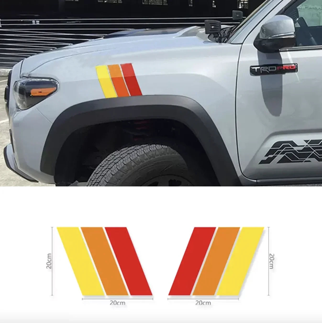 Retro Tri-Color Sunset Stripe Decal for Toyota 4Runner (2009–2024) | Fender, Hood, Trunk & Grille Vinyl