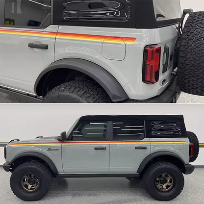 Blue & Orange Sunset Waistline Stripe Decal for Ford Bronco (2021–2023) | Modified Body Line Vinyl Overlay