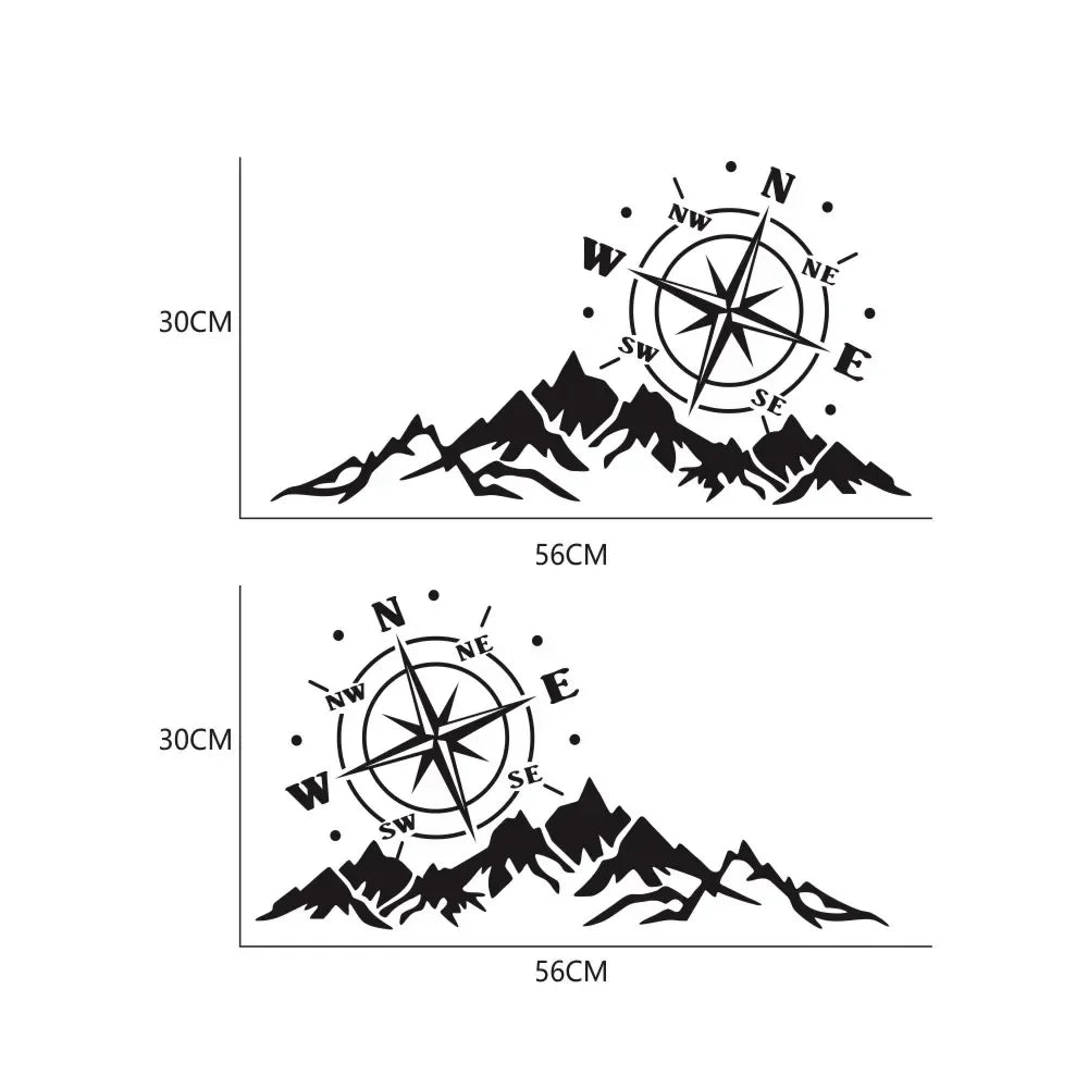 Mountain Adventurers Compass Graphic Decal | 2-Piece Vinyl Sticker for RV, Camper, Truck & Car
