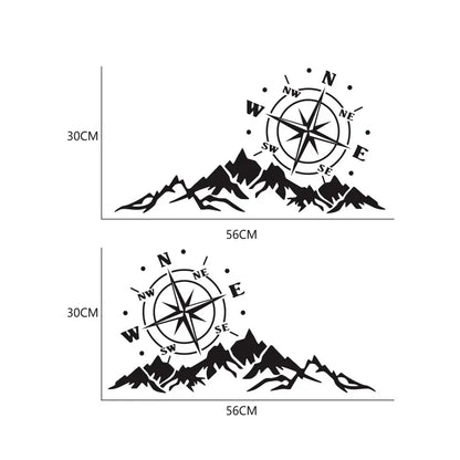Mountain Adventurers Compass Graphic Decal | 2-Piece Vinyl Sticker for RV, Camper, Truck & Car