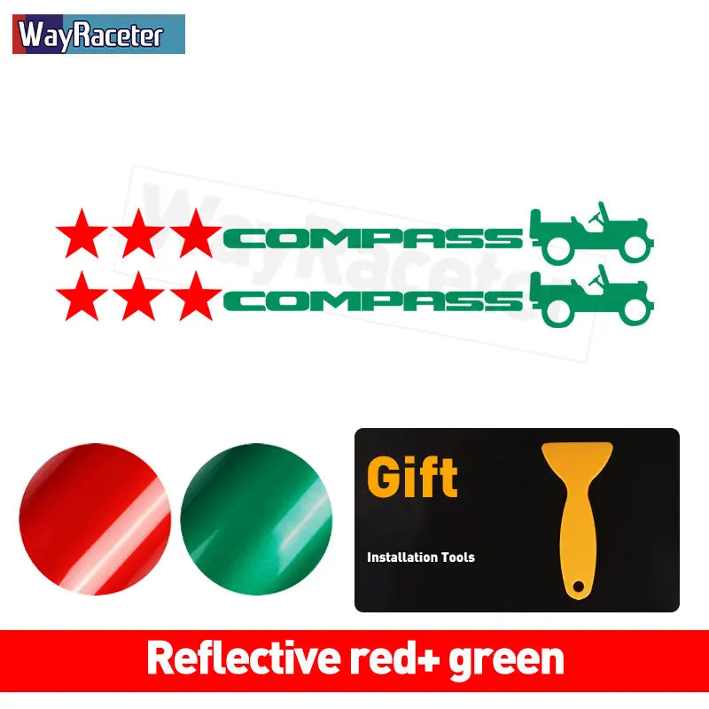 Jeep Compass Willy Edition Star Decal Kit – Reflective Vinyl | Hood, Trunk & Door Pillar (2 Pcs)