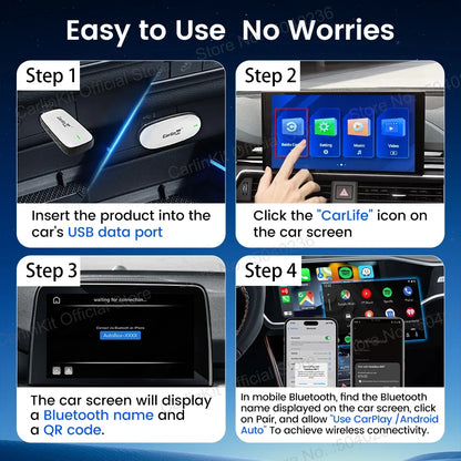 Wireless CarPlay Android Auto Adapter for Factory Wired CarLife