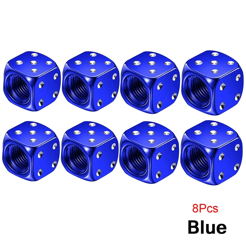 AUTCOAT Aluminum Tire Valve Caps | Dice Wheel Stem Dust Cover for Car Truck Motorcycle Bike