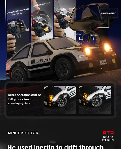 1:64 Mini RC Drift Car 2.4G Remote Control High-Speed Electric Racing Car – Ready-to-Go Desktop Toy with Lights (3.5 Channel)