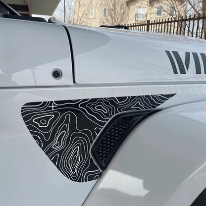 Jeep Wrangler JL / JLU & Gladiator JT Topographic Fender Vent Decal – PVC Vinyl Sticker (2018–2026)