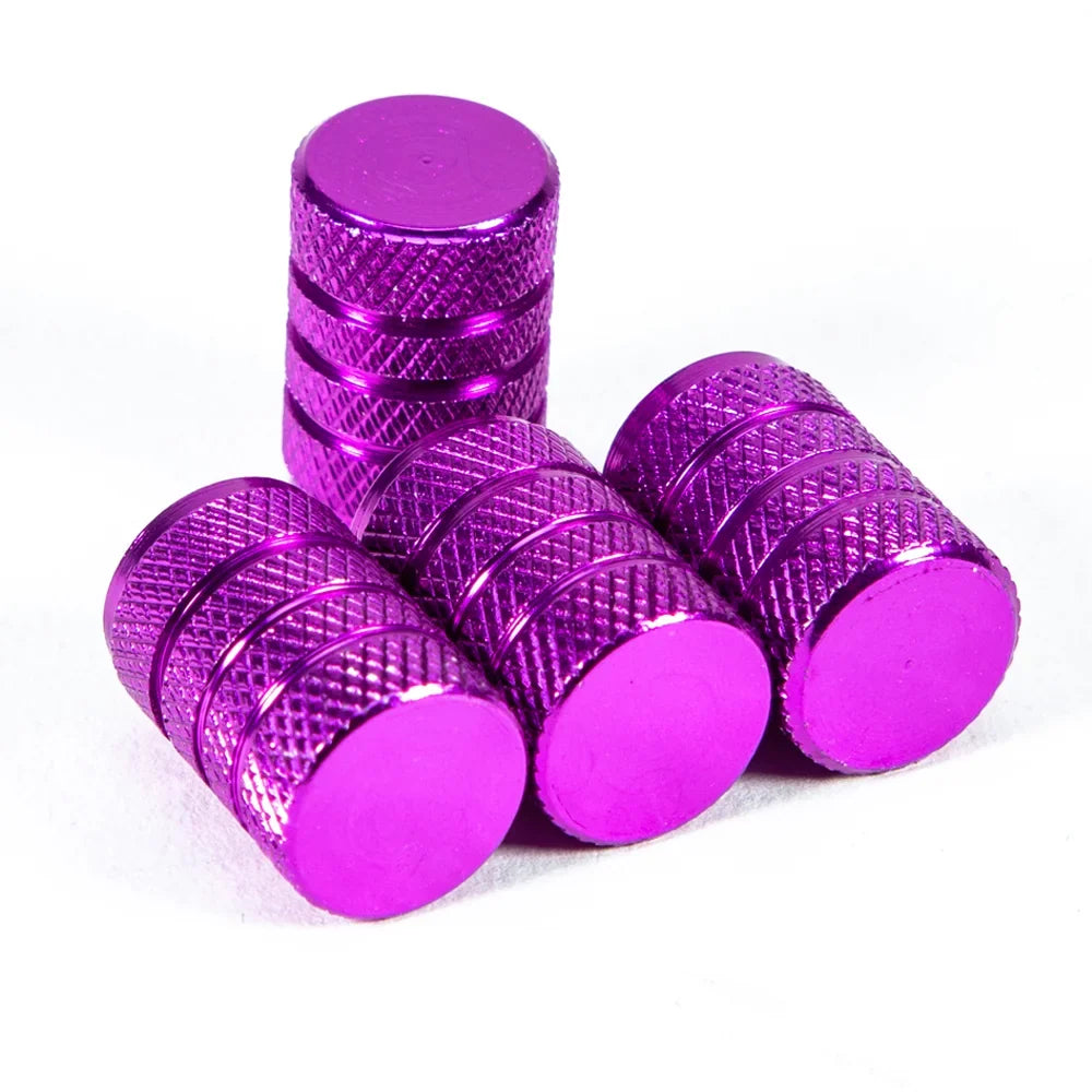 DSYCAR 4Pcs Silver Aluminum Knurling Tire Valve Stem Caps | US Schrader Compatible