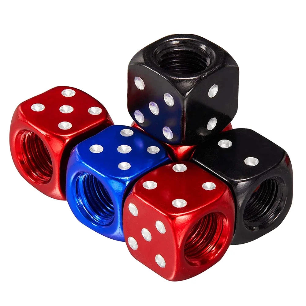 AUTCOAT Aluminum Tire Valve Caps | Dice Wheel Stem Dust Cover for Car Truck Motorcycle Bike