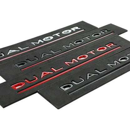 3D ABS DUAL MOTOR Chrome Red Line Emblem Badge for Tesla | Trunk & Body Styling Sticker
