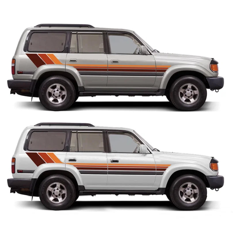 Tri-Color Waistline Stripe Decal for Toyota Land Cruiser 80 LC80 (1994–1997) | Blackout Vinyl Graphics
