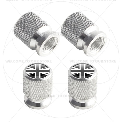Aluminum Tire Valve Caps Sweden Union Jack Flag 4 Pcs