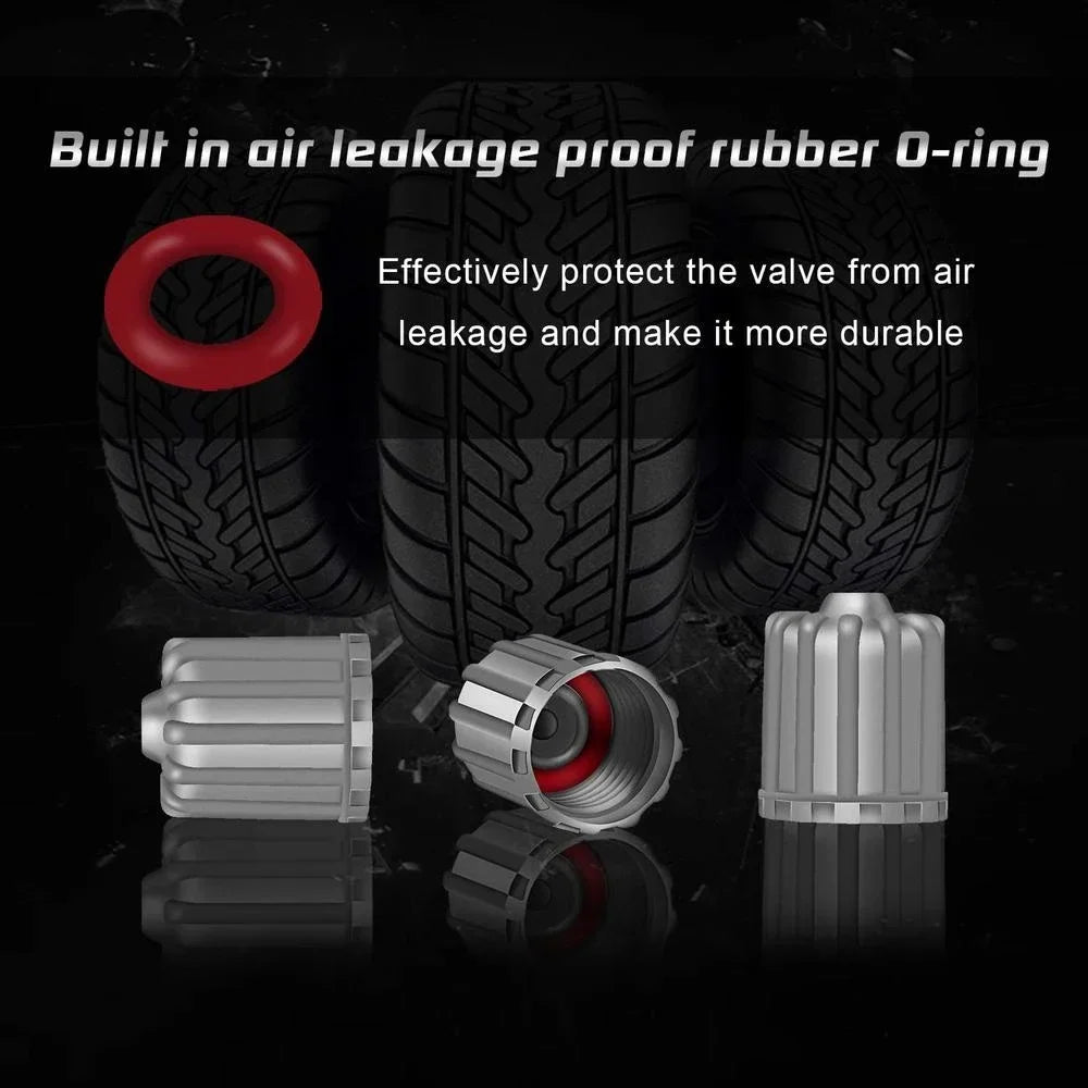 Tire Valve Stem Caps with O Rubber Ring | Universal Tyre Stem Covers for Cars SUVs Bikes Trucks