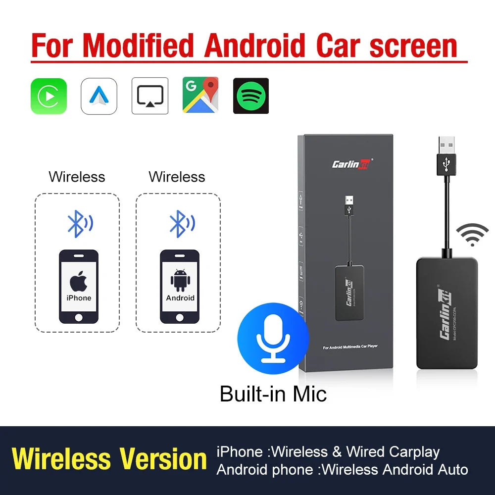 Wireless Android Auto & CarPlay USB Adapter Dongle