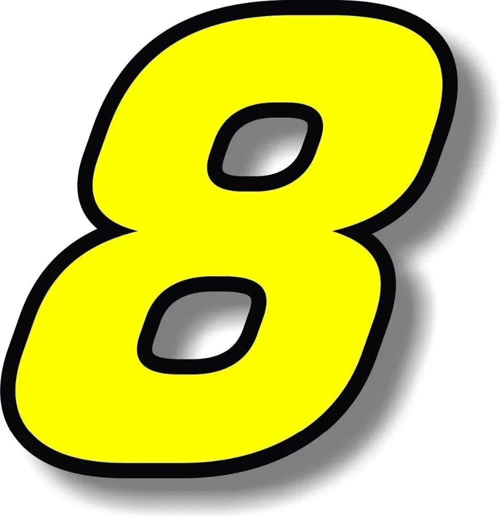 F155 Individual Number Vinyl Sticker – Yellow with Black Border | Digits 0–9 | 2 Sizes | Car, Motorcycle & Helmet