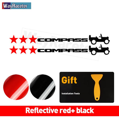 Jeep Compass Willy Edition Star Decal Kit – Reflective Vinyl | Hood, Trunk & Door Pillar (2 Pcs)