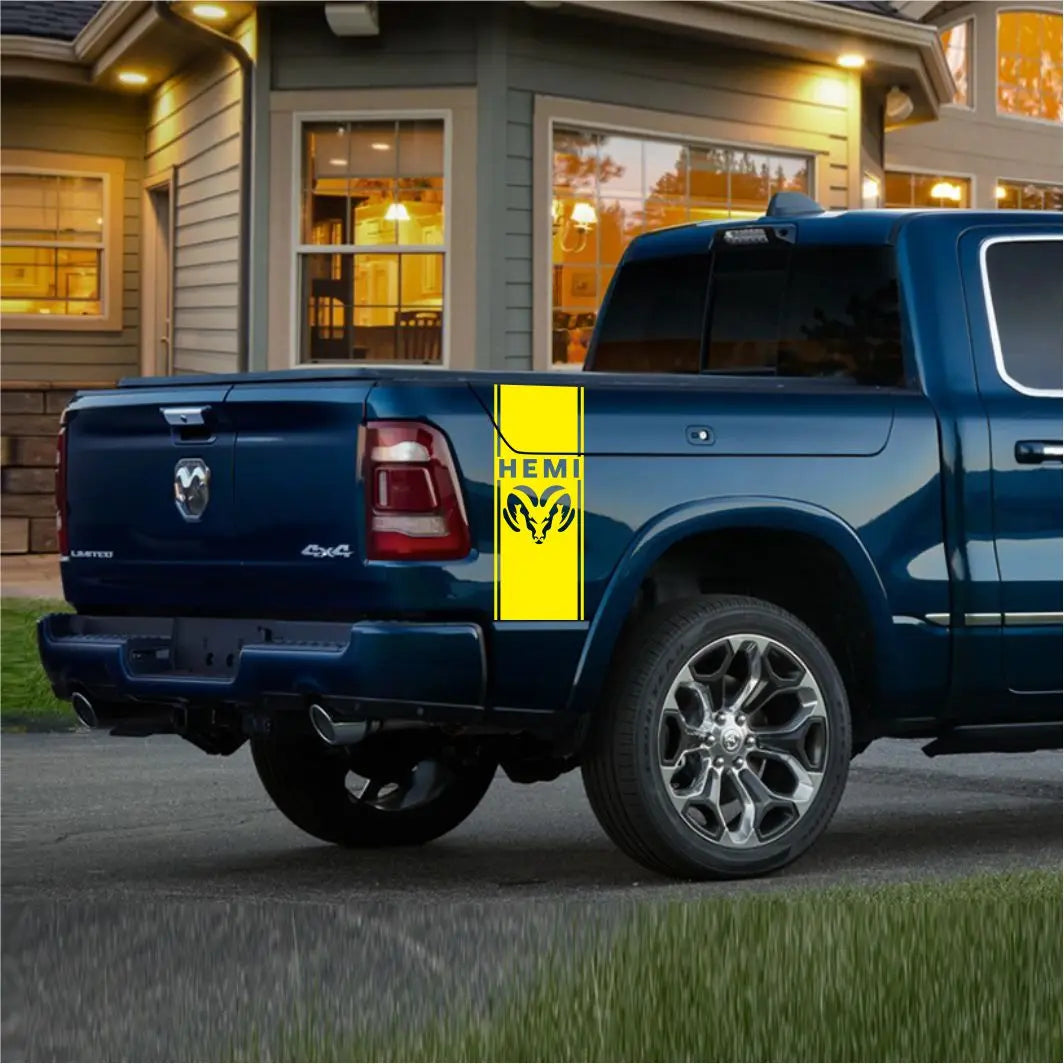 Dodge RAM Creative Stripe Graphic Decal Kit (2 Pcs) – Rear Body Vinyl Sticker | 1500, 2500, 3500, Rebel, Mopar | 2 Styles, 11 Colors