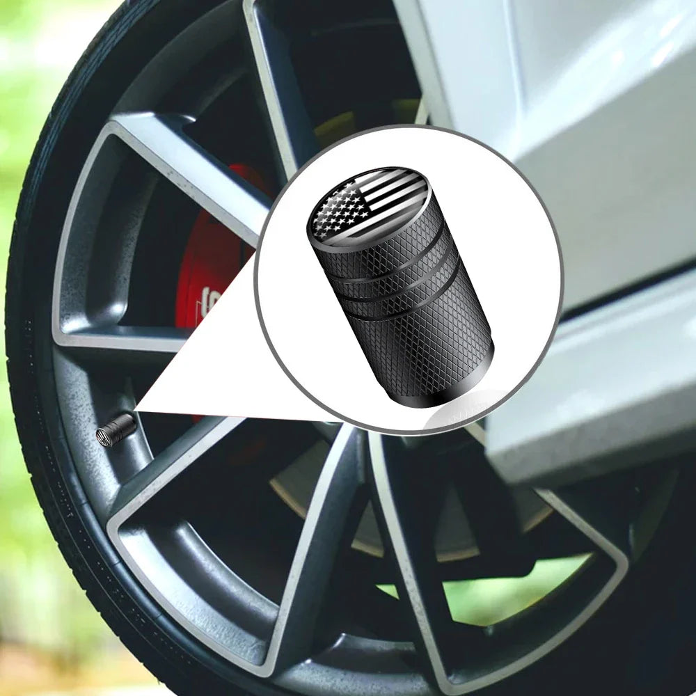 American Flag Tire Valve Caps | Aluminum Dustproof Stem Caps for Cars Trucks Motorcycles