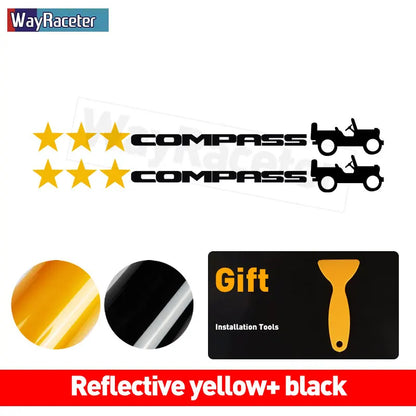 Jeep Compass Willy Edition Star Decal Kit – Reflective Vinyl | Hood, Trunk & Door Pillar (2 Pcs)