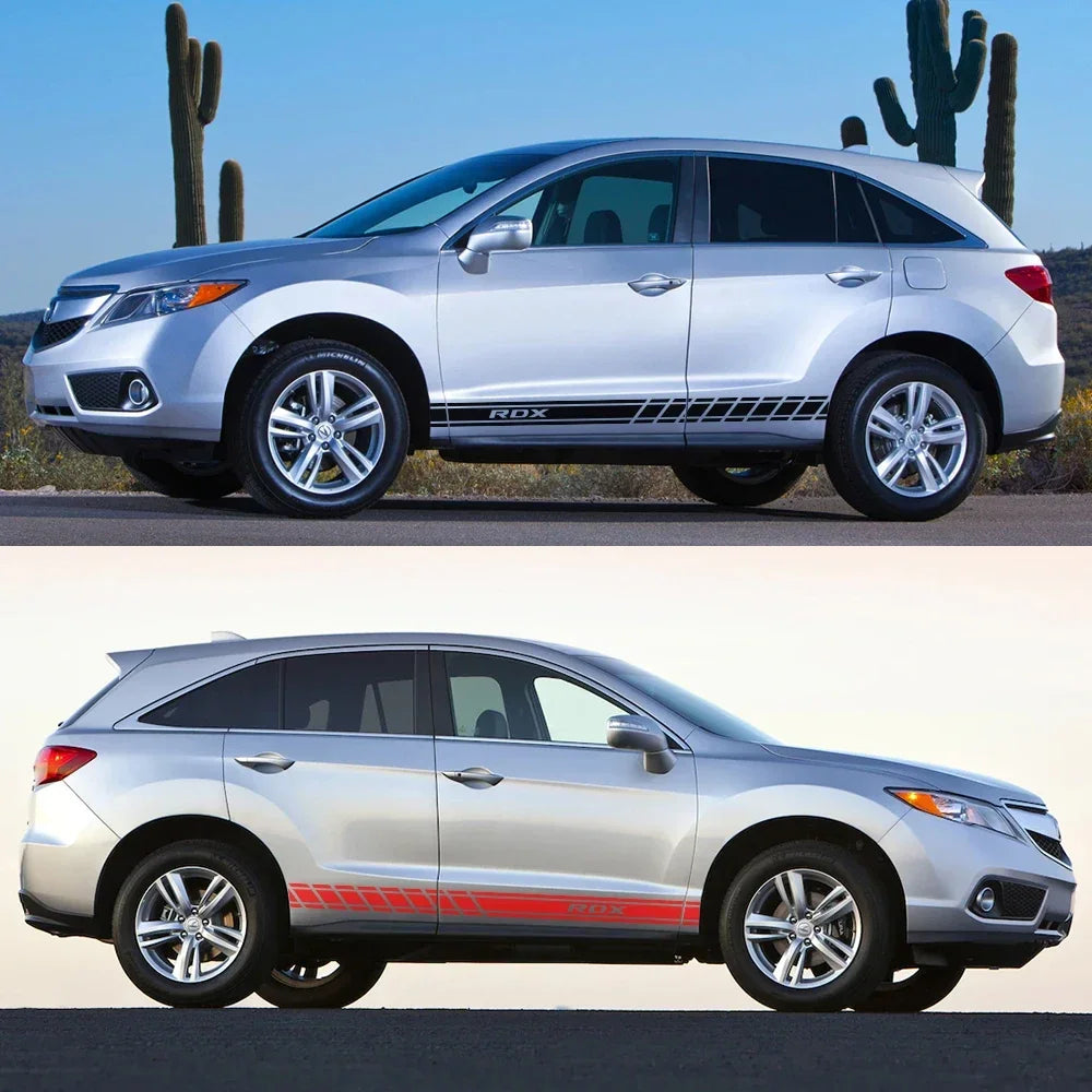 Long Door Side Skirt Stripe Decal for Acura RDX / MDX / TLX / ILX | Sport Vinyl 2-Piece Kit