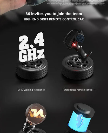 1:64 Mini RC Drift Car 2.4G Remote Control High-Speed Electric Racing Car – Ready-to-Go Desktop Toy with Lights (3.5 Channel)