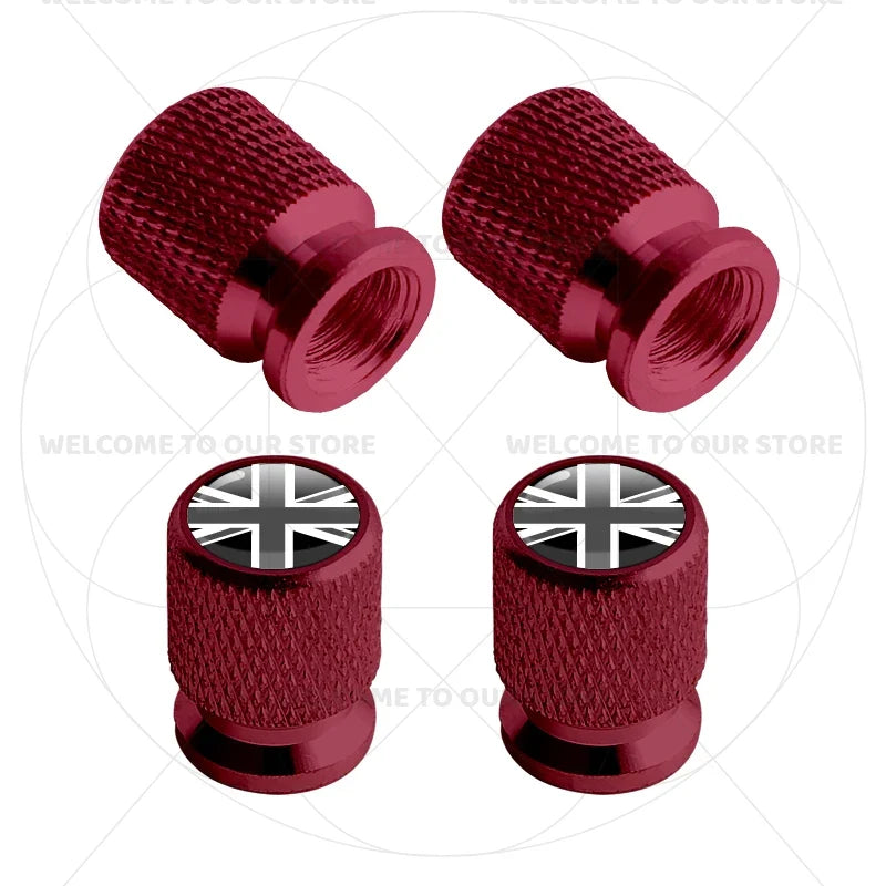 Aluminum Tire Valve Caps Sweden Union Jack Flag 4 Pcs