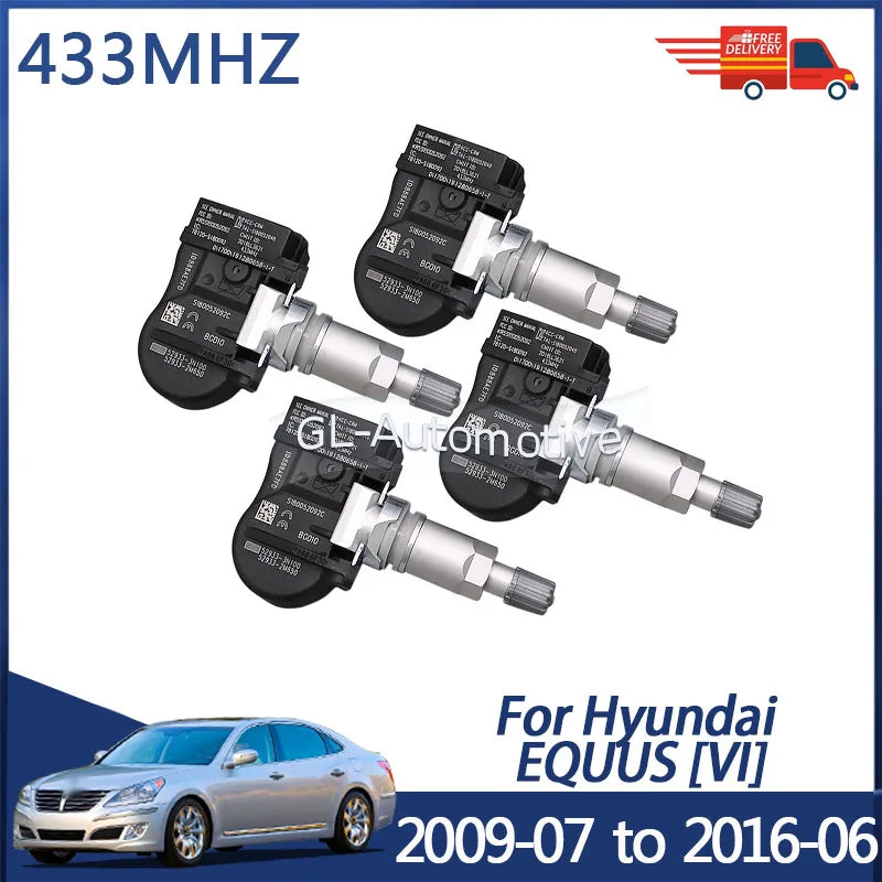 4PCS 433MHz TPMS Sensor Tire Pressure Monitoring Sensor for Hyundai Equus 2009-2016 | Direct Fit Replacements