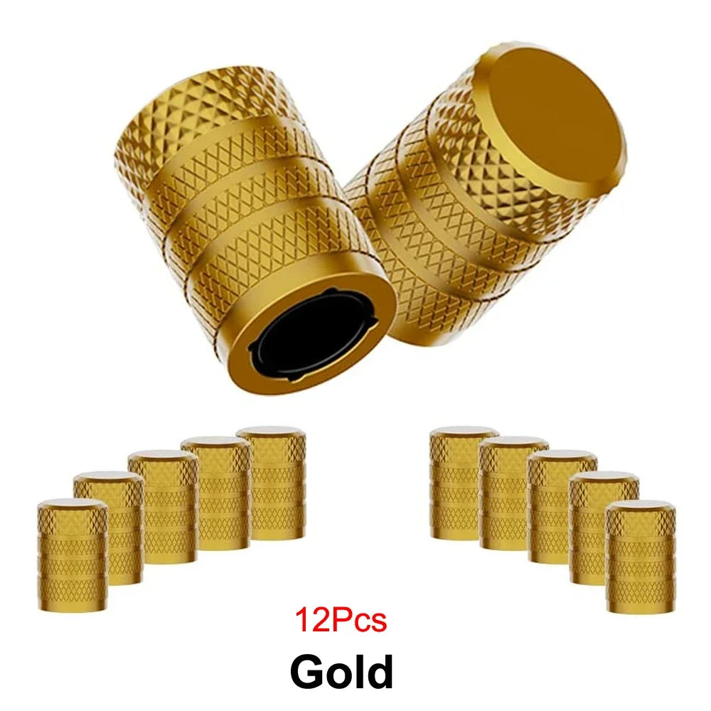 Aluminum Tire Valve Caps 4/8/12 Pack | Corrosion Resistant Universal Stem Covers