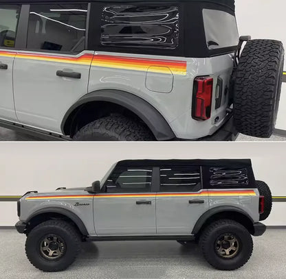 Blue & Orange Sunset Waistline Stripe Decal for Ford Bronco (2021–2023) | Modified Body Line Vinyl Overlay