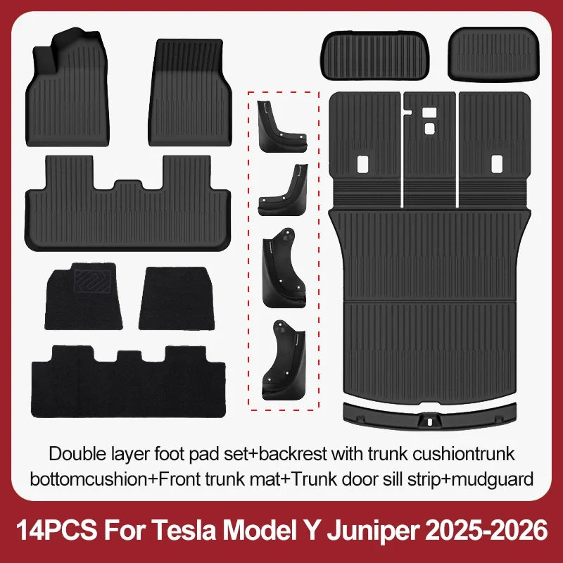 TPE Floor Mats & Luggage Mat for Tesla Model Y Juniper Premium / Performance (2025+) | All-Weather Set