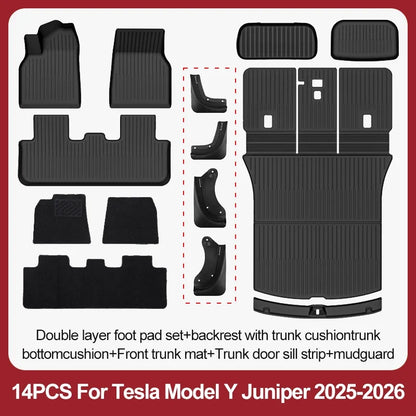 TPE Floor Mats & Luggage Mat for Tesla Model Y Juniper Premium / Performance (2025+) | All-Weather Set