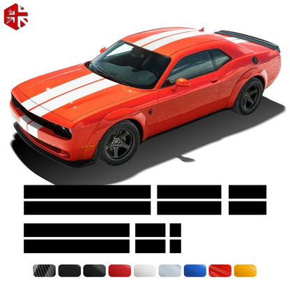 Front-to-Rear Racing Stripe Body Decal Kit | Hood, Roof, Trunk & Bonnet Vinyl Graphics