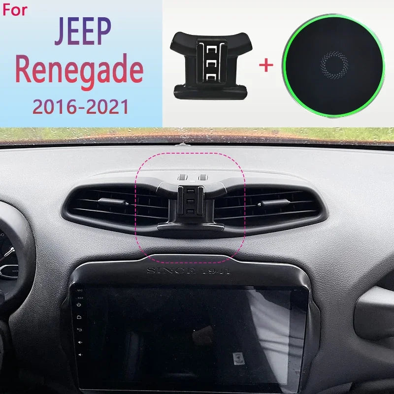 Magnetic Car Phone Holder for JEEP Renegade 2016-2021 with 15W Wireless Charging
