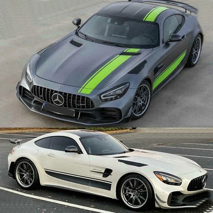 AMG Racing Hood Stripe & Waistline Decal for Mercedes-Benz AMG GTR / GTS / C63 | Green Vinyl Graphics