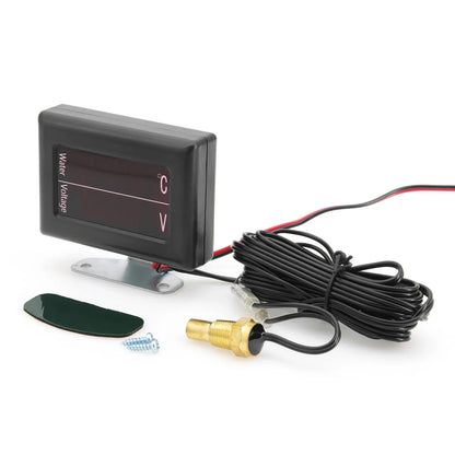 12V 24V Universal Digital Water Temperature Gauge Voltage Voltmeter Gauge for Car + Water Temperature Sensor Head Plug 10MM