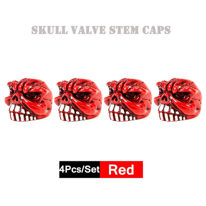 DSYCAR 4Pcs Skull Tire Valve Caps | Universal Dustproof Stem Caps