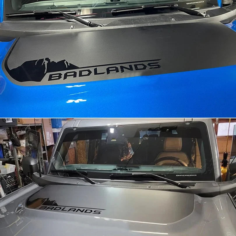 Retro Matte Topo Map & Compass Hood Decal | Off-Road Mountain Blackout Vinyl Wrap Sticker