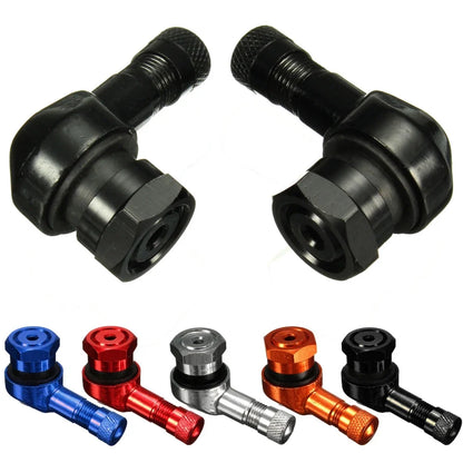 90 Degree CNC Motorcycle Tire Valve Stems | Leak-proof 2-Piece Set for Bikes and Scooters