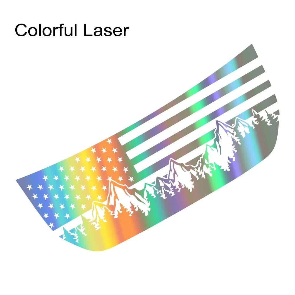 USA Flag Mountain & Tree Hood Bonnet Decal for Ford Bronco | Styling Vinyl Sticker