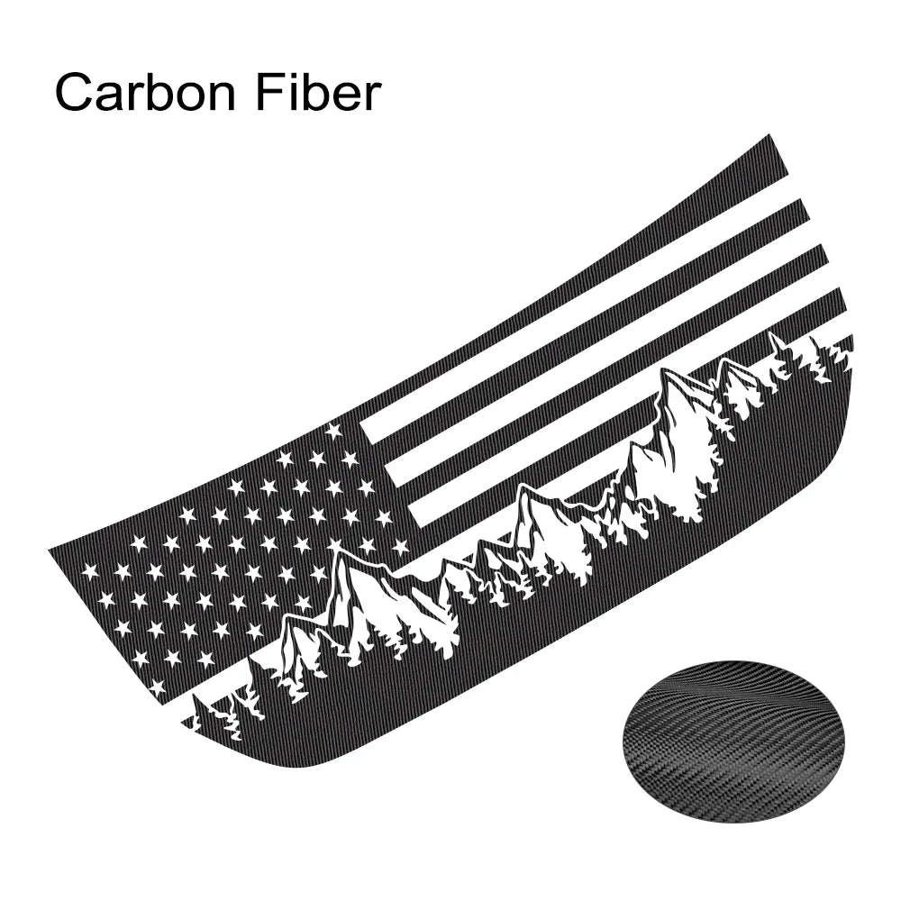 USA Flag Mountain & Tree Hood Bonnet Decal for Ford Bronco | Styling Vinyl Sticker