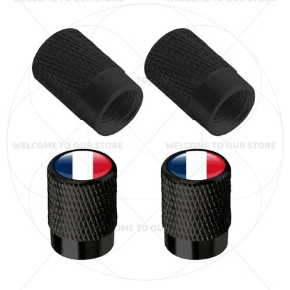 4Pcs Aluminum Tire Valve Caps with Germany France Italy Flag Emblems