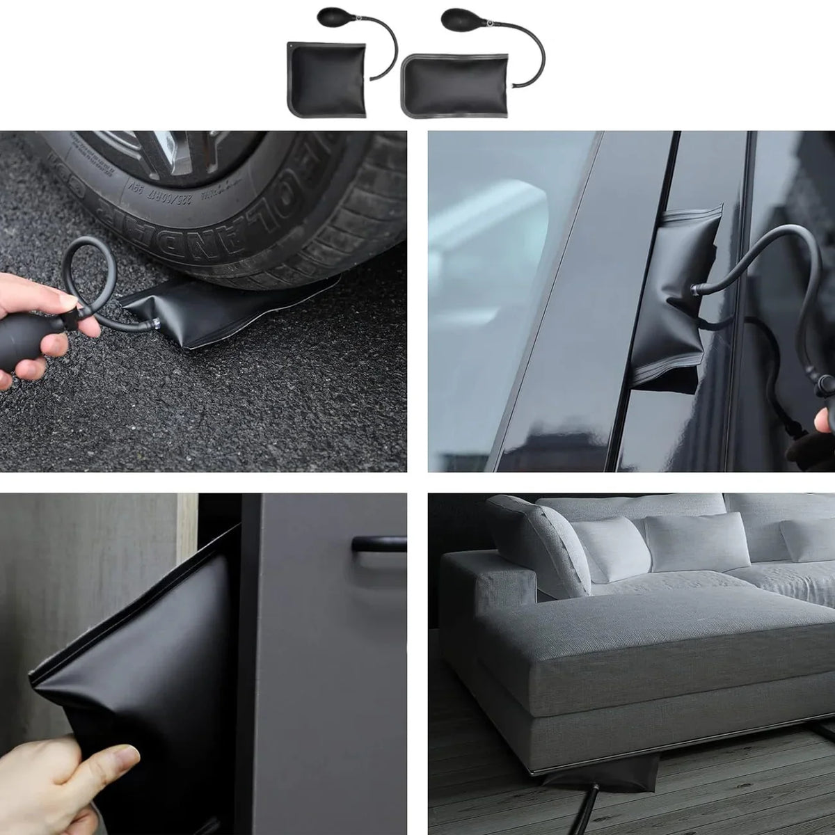 Car Door Tool Kit with Air Wedge Pump and Long Reach Grabber