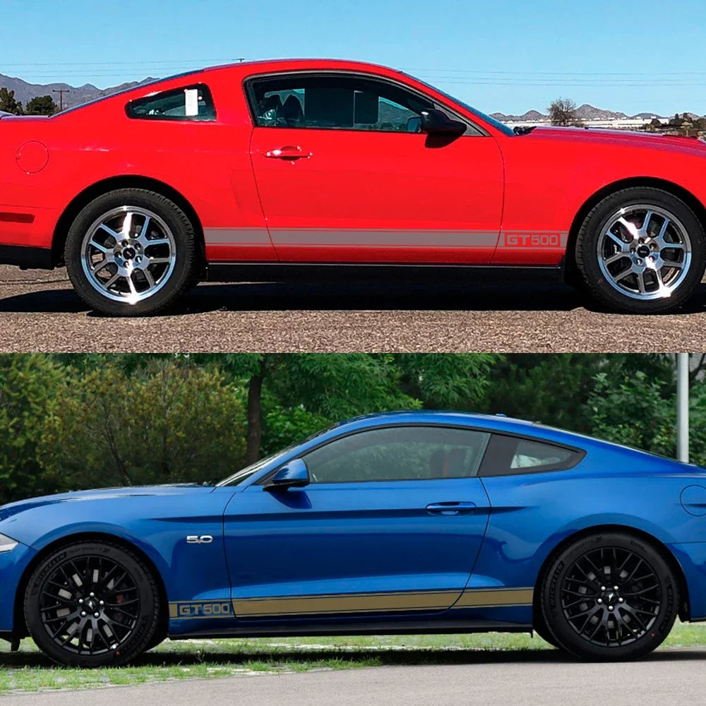 Long Door Side Skirt Stripe Decal for Ford Mustang Shelby GT500 | Sport Vinyl Sticker