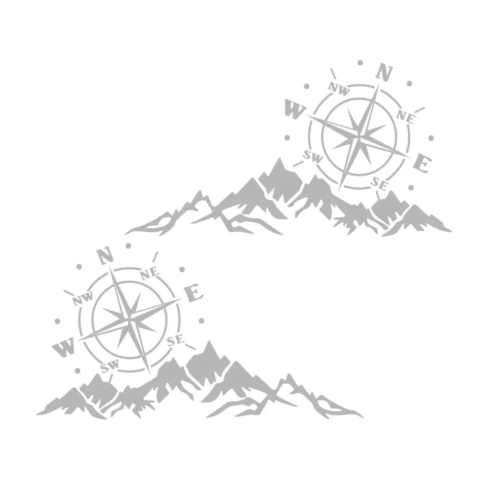 Mountain Adventurers Compass Graphic Decal | 2-Piece Vinyl Sticker for RV, Camper, Truck & Car