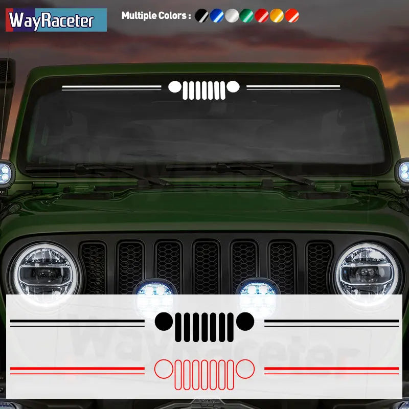 Jeep Wrangler & Gladiator Reflective Grill & Windshield Decal – Vinyl Window Graphic | JK JL, Gladiator, Renegade